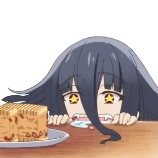 😋 80752441 anime, manga, cartoon, hungry, cake, cute, food, kawaii telegram sticker