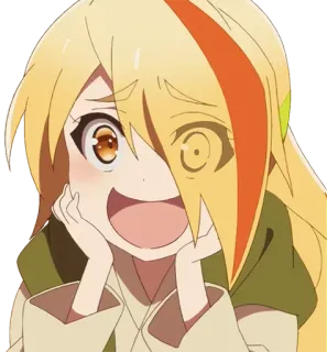 😍 85a89290 anime, girl, cute, blonde, smiling, manga, cartoon telegram sticker