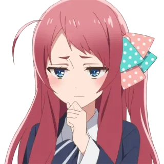 🤔 9f7731f1 Sakura Minamoto Zombie Land Saga anime, girl, sad, cute, zombie, pink hair, ribbon telegram sticker