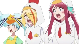 😱 a09b8041 anime, chicken costume, surprised, cute, cartoon telegram sticker