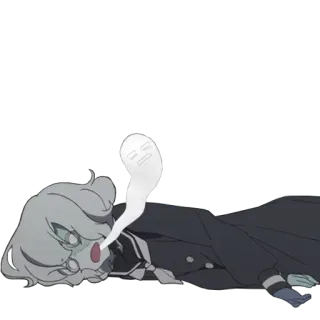 😵 dcb65020 ghost, anime, cartoon, spooky, character, lying down telegram sticker