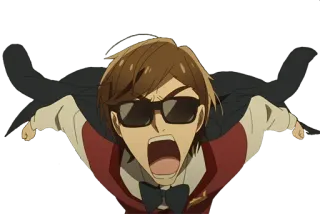 😡 fe42eec3 anime, screaming, sunglasses, man, cartoon, expression telegram sticker