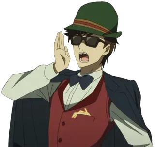 🗣 5920b090 อนิเมะ, การ์ตูน, ผู้ชาย, หมวก, ตะโกน, เรียก telegram sticker