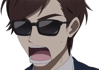 😨 f69360d1 アニメ, 男, ショック, サングラス, びっくり, 口開け telegram sticker