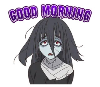 🧟‍♀️ 7320f9a2 GOOD MORNING anime, zombie, buenos días, pegatina telegram sticker