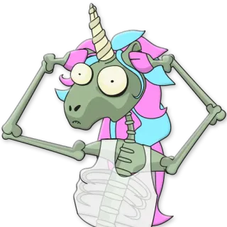 🙉 41d935c7 独角兽, 骷髅, 僵尸, 卡通, 幻想, 可爱, 贴纸, 不死 telegram sticker