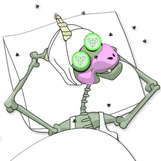 🥒 50a63cbf 骷髅, 水疗, 放松, 黄瓜, 死亡, 搞笑, 卡通 telegram sticker