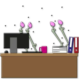 ☠️ 9c3afece 骷髅, 办公室, 电脑, 桌子, 骨头 telegram sticker