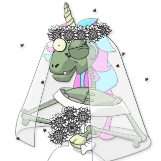 👰 ef882493 僵尸, 新娘, 独角兽, 奇幻, 婚礼, 骷髅, 死亡, 不死生物 telegram sticker