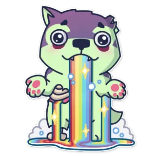 🌈 39b95504 vomit, rainbow, cartoon, sticker, cute, illness whatsapp sticker