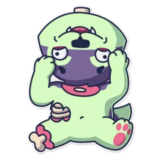 🙃 9f86e9d0 zombie, monster, cartoon, cute, undead, halloween, kawaii whatsapp sticker