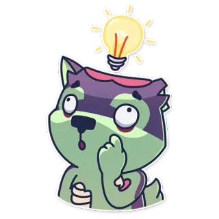 ☝ a07795a3 cat, light bulb, idea, thinking, animal, cartoon whatsapp sticker