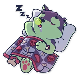 😴 faec6495 ZZZ sleepy, sleeping, cartoon, monster, bones, cute, relaxing whatsapp sticker