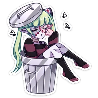 🗑 d16b8a8a anime girl, trash can, emo, goth, cartoon telegram sticker