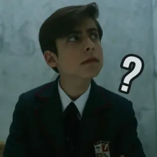 ☕ 1fa3f94d Number Five The Umbrella Academy Numero Cinque, The Umbrella Academy, punto interrogativo, personaggio, serie TV, mistero, soprannaturale whatsapp sticker