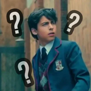 ☕ b0d34684 Number Five The Umbrella Academy Number Five, Umbrella Academy, punti interrogativi, confusione, adolescente, uniforme scolastica whatsapp sticker