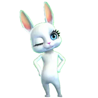 😉 960228ea うさぎ, 動物, 漫画, 白, ウィンク, 可愛い telegram sticker