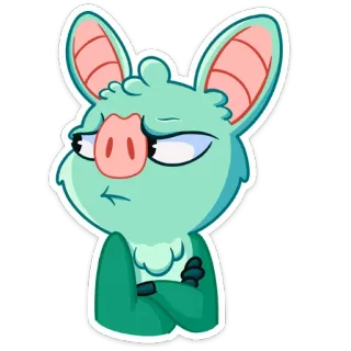 😡 4f25d21f 박쥐, 동물, 만화, 귀여운, 스티커, 빈정거리는, 초록색, 분홍색 telegram sticker