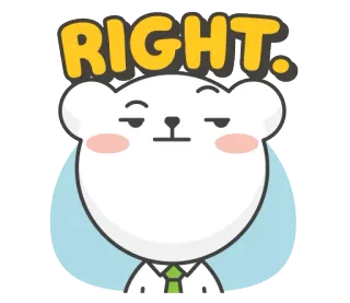 😏 d1c7c263 RIGHT. orso, destra, accordo, cartone animato telegram sticker
