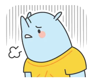 😓 d52a816a Cartone animato, Rinoceronte, Animale, Triste, Carino, Adesivo telegram sticker