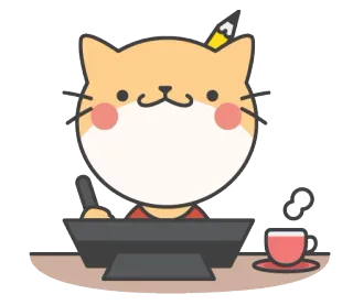 😺 dd06394a gatto, disegno, artista, cartone animato, matita, arte digitale, kawaii, carino telegram sticker