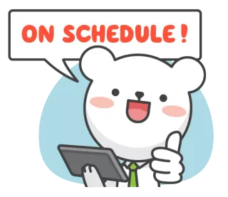 📆 ec818187 ON SCHEDULE! programma, orso, pollice in su, cartone animato, carino, successo, felice telegram sticker