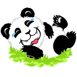 🤣 7e34a6f4 Panda, Lachen, Schattig, Dier, Cartoon, Blij, Gras telegram sticker