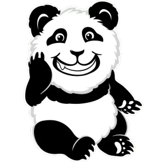 😁 f30088f2 Panda, Dier, Cartoon, Zoogdier, Zwart-wit, Schattig, Lachend telegram sticker