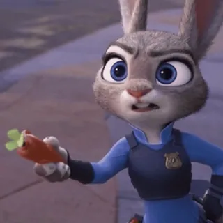 😏 0e28cfa6 Judy Hopps Zootopia kelinci, polisi, petugas, kartun, wortel whatsapp sticker
