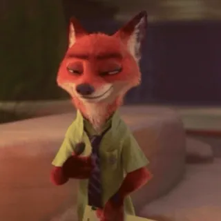 👍 8794941c Nick Wilde Zootopia rubah, hewan, licik, disney, kartun whatsapp sticker