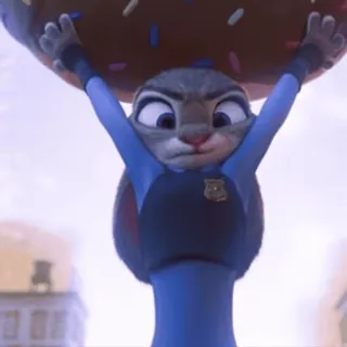 🍩 a3b757a5 Judy Hopps Zootopia polisi, kelinci, petugas, donat, kartun whatsapp sticker