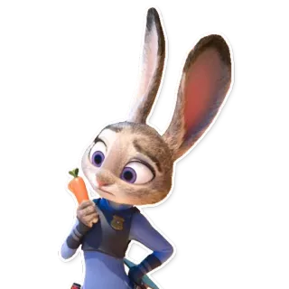 🤔 4dc5be16 Judy Hopps Zootopia politie, konijn, wortel, cartoon, dier telegram sticker