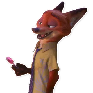 😀 0ff7fafe Nick Wilde Zootopia kartun, rubah, antropomorfik, Disney, Zootopia, permen lolipop, animasi whatsapp sticker