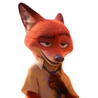 😙 3168de60 Nick Wilde Zootopia rubah, kartun, hewan, zootopia, nick wilde, disney whatsapp sticker
