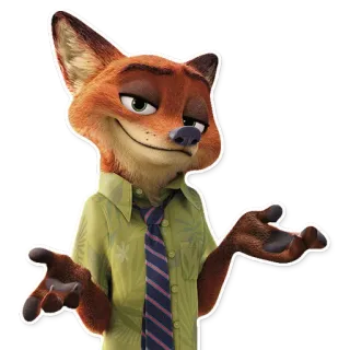 😏 38d51417 Nick Wilde Zootopia rubah, kartun, hewan, liar, zootopia, karakter whatsapp sticker