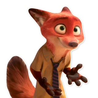 🤗 5098651d Nick Wilde Zootopia rubah, kartun, zootopia, binatang, karakter, nick wilde whatsapp sticker
