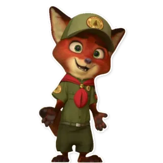 🤗 61c335ba Nick Wilde Zootopia kartun, rubah, Nick Wilde, Zootopia, pramuka, animasi whatsapp sticker