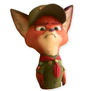 😎 78b126f5 Nick Wilde Zootopia rubah, kartun, pramuka, kesal, Zootopia, Disney whatsapp sticker