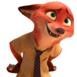 😉 87e97fbe Nick Wilde Zootopia rubah, binatang, kartun, zootopia, nick wilde, karakter whatsapp sticker