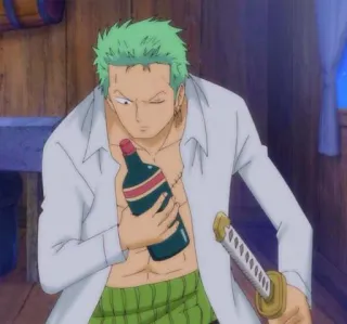 🌽 308def38 Zoro One Piece Anime, Kiếm, Rượu, Chai, One Piece, Roronoa Zoro, Zoro telegram sticker