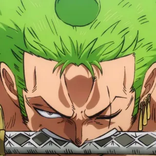😠 673f712e Zoro One Piece Anime, Espada, Pelo verde, Pirata, Guerrero telegram sticker