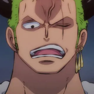 😒 74dc1ea5 Zoro One Piece Anime, Espada, Pelo verde, Pirata, Manga telegram sticker