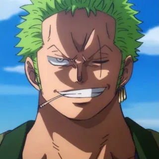 😈 9ddcccec Roronoa Zoro One Piece Anime, Pirata, Espadachín, Pelo verde telegram sticker