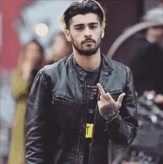 🖕 5c400e58 Zayn Malik Zayn Malik, singer, celebrity, middle finger, leather jacket whatsapp sticker