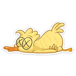 😵 7764ed46 kartun, burung, bebek, mati, hewan telegram sticker