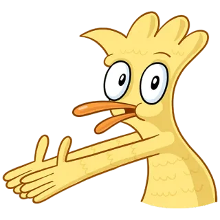 💁‍♂️ b8953f7a 만화, 노란색, 새, 캐릭터, 놀란, 신나는, 웃긴 telegram sticker