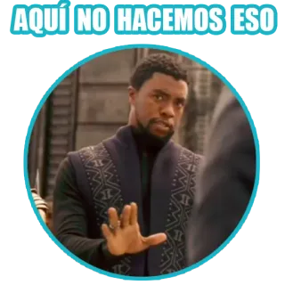 🖐 3cc47951 Black Panther AQUI NO HACEMOS ESO Meme, Chadwick Boseman, Wakanda, Black Panther, Tidak, Berhenti telegram sticker