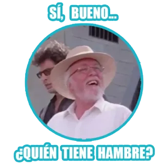 👀 f415f042 SÍ, BUENO... ¿QUIÉN TIENE HAMBRE? Meme, Komedi, Makanan, Pertanyaan telegram sticker