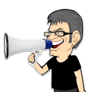 📢 4ab24cba мужчина, мегафон, говорящий, мультфильм, коммуникация, громкий telegram sticker