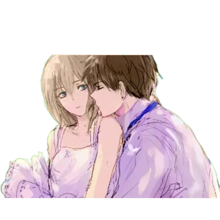 🖤 0b89d382 Anime, Couple, Romance, Illustration, Dessin animé whatsapp sticker